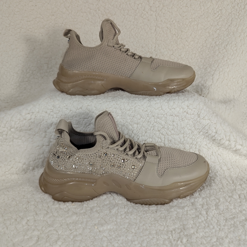 Steve Madden Womens Ganzo‎ Embellished Brown Tan Sneakers Size 9m